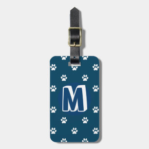 Blauer Mit Monogramm Haustier Gepäckanhänger