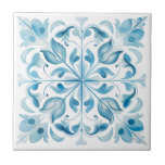 Blauer Mittelmeerraum Toskana Fliese<br><div class="desc">Mediterranes Design Toskana Stil blauen Keramik Fliesen.</div>