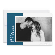 Blauer, moderner Farbblock Fröhliches Weihnachtsge