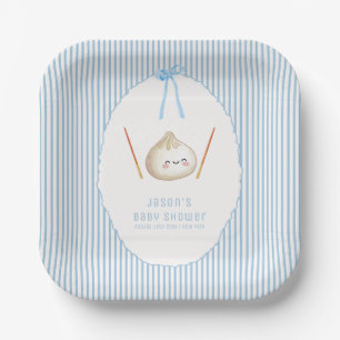 Blauer moderner Jungen-Bogen asiatischer Baby-Dump Pappteller