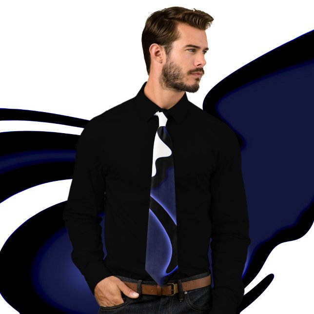 Blauer Mond: Abstrakt Blau, Weiß und Schwarz Krawatte (Von Creator hochgeladen)