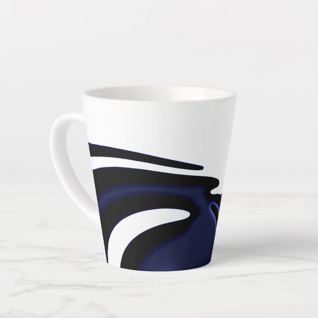 Blauer Mond: Abstrakt Blau, Weiß und Schwarz Milchtasse (Linke Ecke)