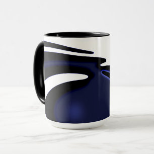 Blauer Mond: Abstrakter Blau-, Weiß- und Schwarzto Tasse
