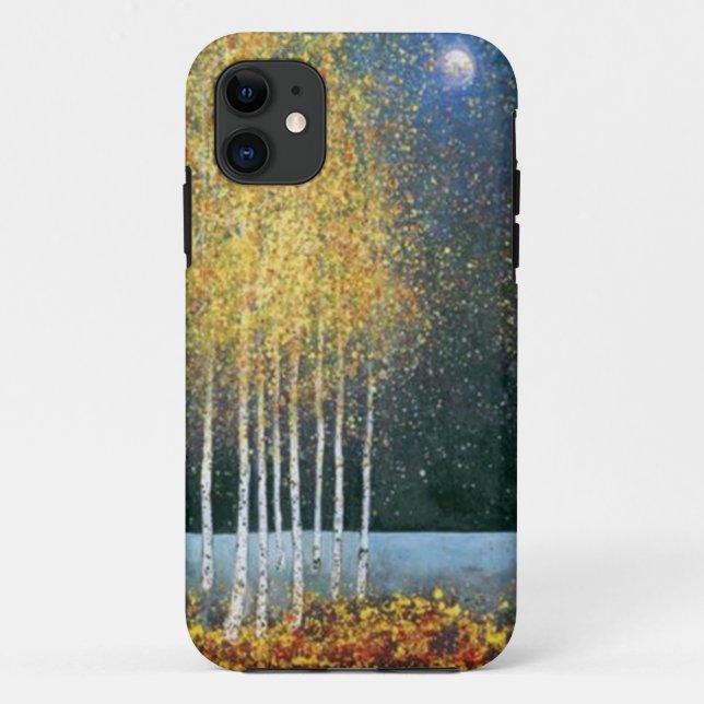 Blauer Mond-goldene Waldung Case-Mate iPhone Hülle (Rückseite)