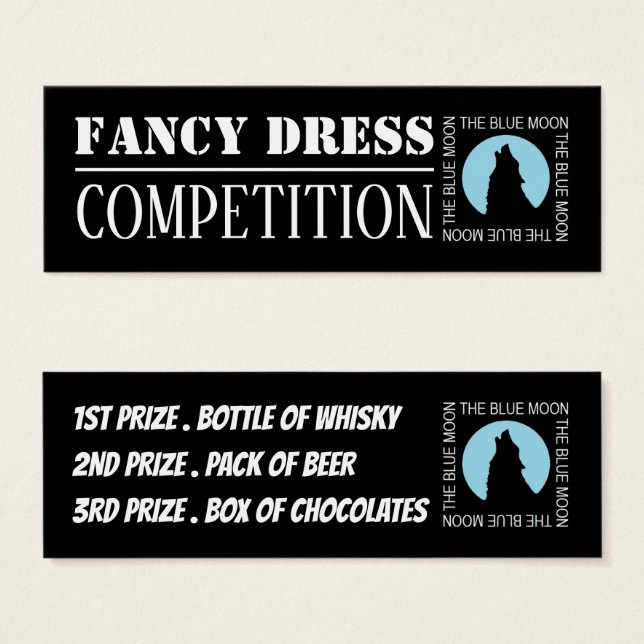Blauer Mond, Halloween-Wettbewerbstickets (Vorne & Hinten)