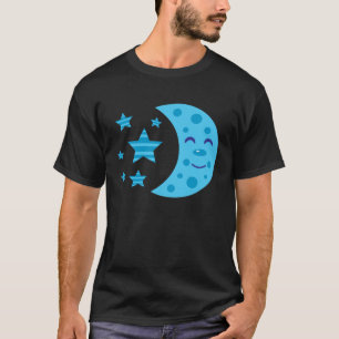 Blauer Mond und gestreifte Sterne T-Shirt