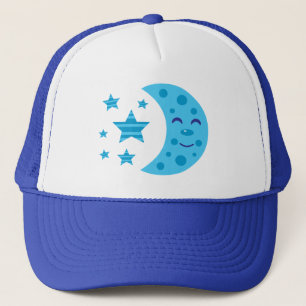 Blauer Mond und gestreifte Sterne Truckerkappe