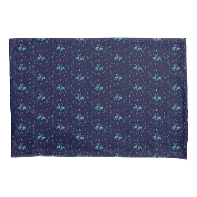 Blauer Mondlicht Hirschpillowcase Kissenbezug (Vorderseite)