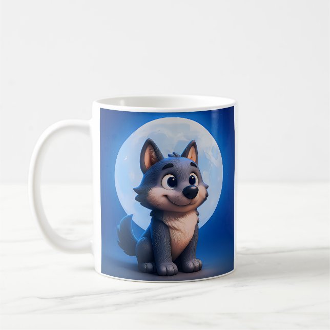 Blauer Mondwolf Kaffeetasse (Links)