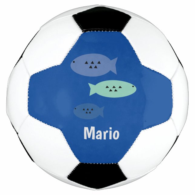 Blauer Monogramm Name Fußball Ball (Vorderseite)