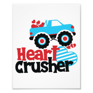 Blauer Monster-Truck Herz-Zermalmer Valentinstag Fotodruck