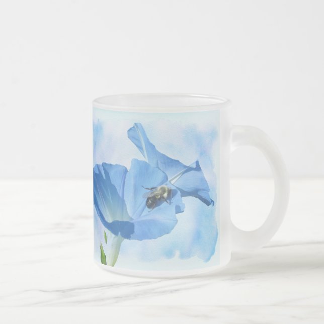 Blauer Morgenruhm und Hummeln Mattglastasse (Rechts)