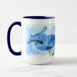 Blauer Morgenruhm und Hummeln Tasse