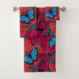 Blauer Morpho-Garten Badhandtuch Set