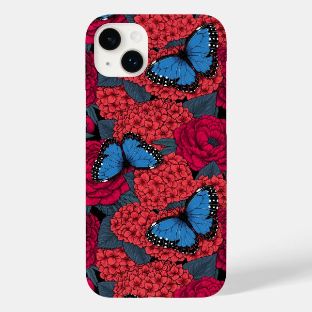 Blauer Morpho-Garten Case-Mate iPhone 14 Plus Hülle (Rückseite)