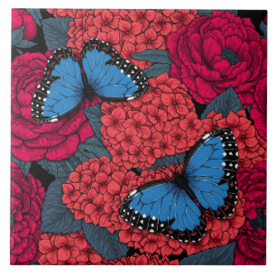 Blauer Morpho-Garten Fliese