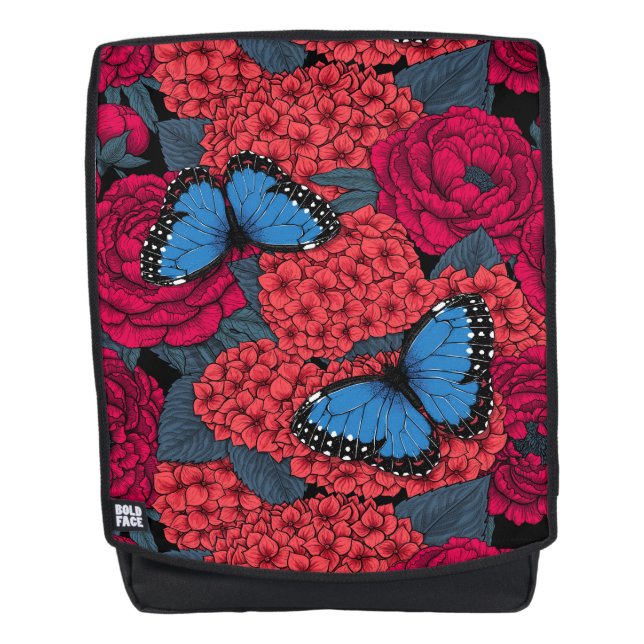 Blauer Morpho-Garten Rucksack (Vorderseite)