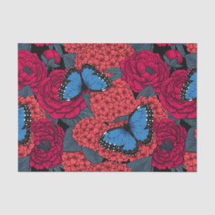 Blauer Morpho-Garten Seidenpapier