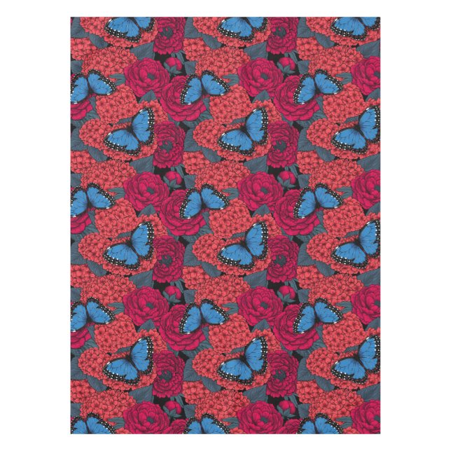 Blauer Morpho-Garten Tischdecke (Vorderseite)