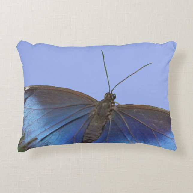 Blauer Morpho Schmetterling Cust. Akzent-Kissen Dekokissen (Vorderseite)