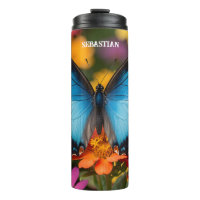 Blauer Morpho Schmetterling Floral Botanisch