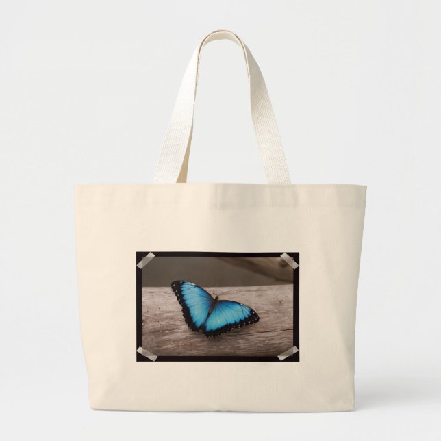 Blauer Morpho Schmetterling Jumbo Stoffbeutel (Vorne)