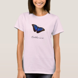 Blauer Morpho-Schmetterling personalisiert mit Nam T-Shirt