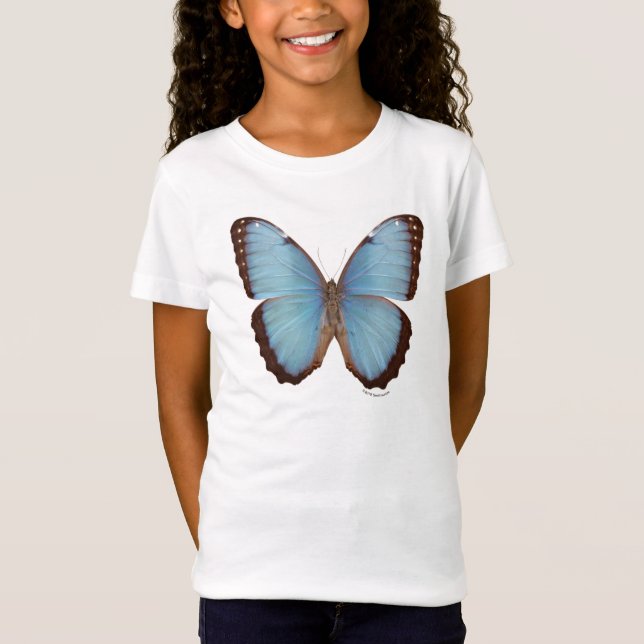 Blauer Morpho Schmetterling T-Shirt (Vorderseite)