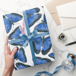 Blauer Morpho-Schmetterlingsmuster Verpackungspapp Geschenkpapier