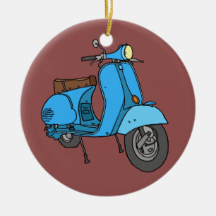 Blauer Motorroller (Vespa) Keramik Ornament