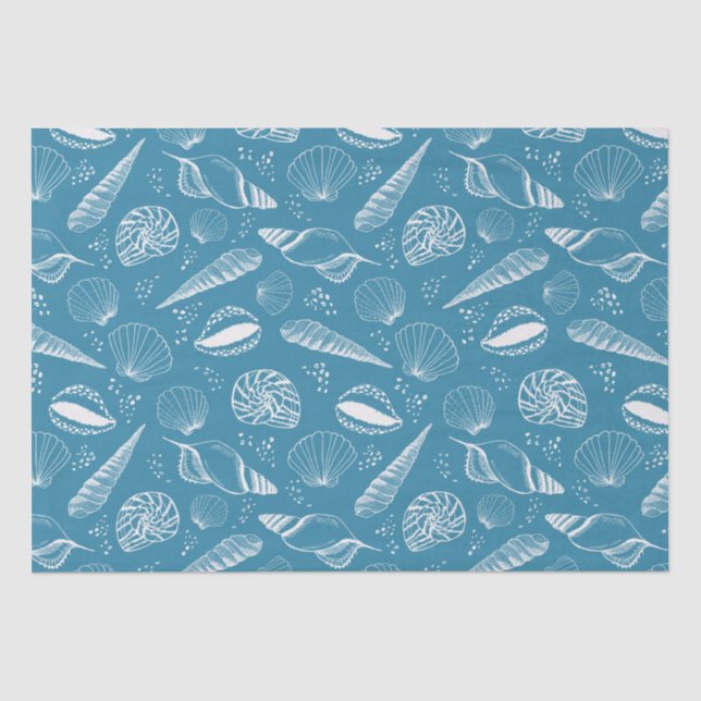 Blauer Muschelmeer Seidenpapier (Vorderseite)