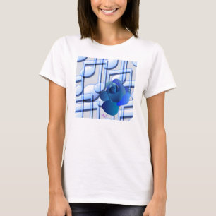 Blauer Musiknoten u. blaue Rose Flowy lange Hülsen T-Shirt