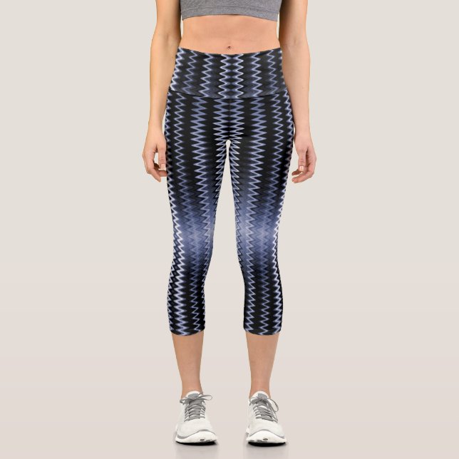 Blauer Muster Akzent Pillow Capri Leggings (Vorderseite)