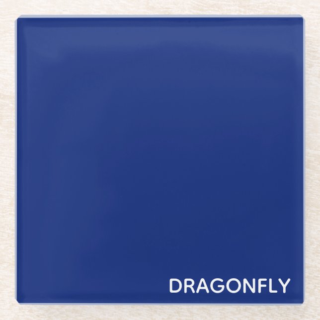 Blauer Name der Libelle Glasuntersetzer (Vorderseite)