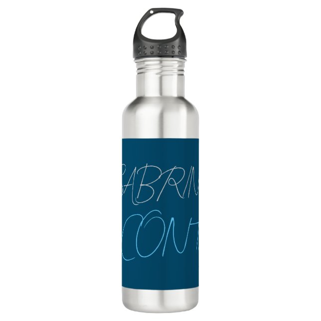 Blauer Name Modern Minimalistisch Schlicht Edelstahlflasche (Vorderseite)