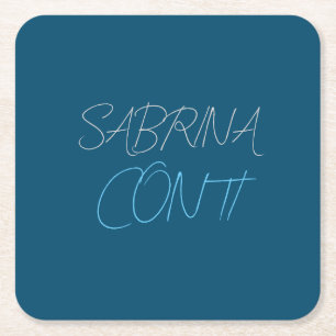 Blauer Name Modern Minimalistisch Schlicht Rechteckiger Pappuntersetzer