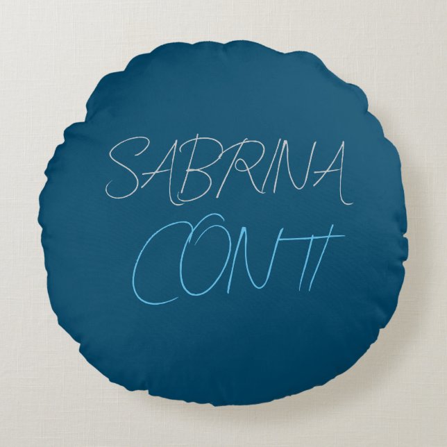Blauer Name Modern Minimalistisch Schlicht Rundes Kissen (Vorderseite)