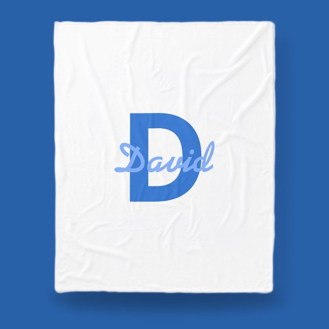 Blauer Name & Monogramm Fleecedecke (Von Creator hochgeladen)