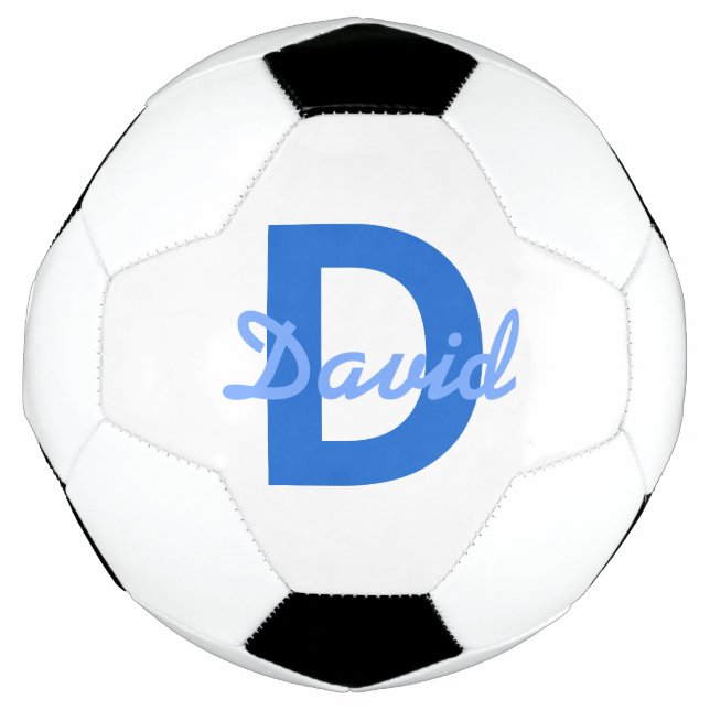 Blauer Name & Monogramm Fußball (Vorderseite)