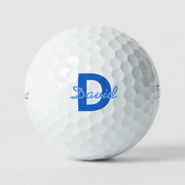 Blauer Name und Monogramm Golfball (Vorderseite)