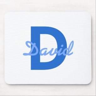 Blauer Name und Monogramm Mousepad