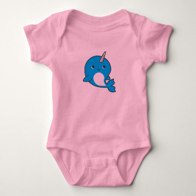 Blauer Narwhal Baby-Ballettröckchen-Bodysuit Baby Strampler (Vorderseite)