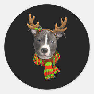 Blauer Nase Pitbuli Weihnachtsmann Haustier Hund L Runder Aufkleber