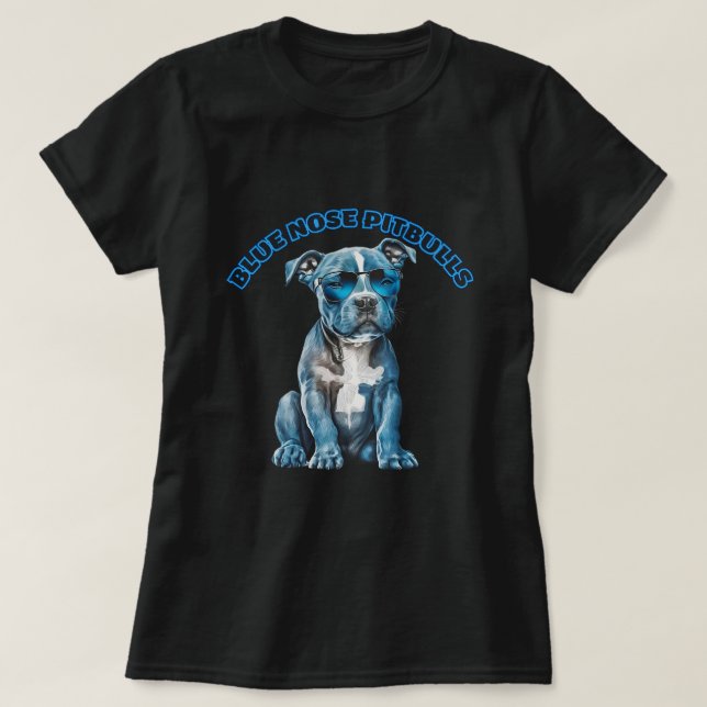 Blauer Nase Pitbull T-Shirt (Design vorne)