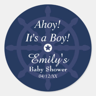 Blauer nautischer Baby Shower Aufkleber
