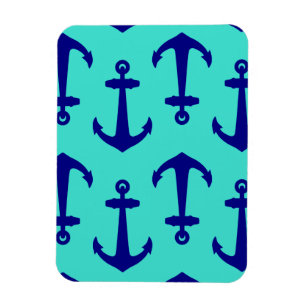 Blauer Navy Anchor im türkisfarbenen Küstendekor Magnet