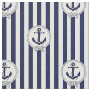 Blauer Navy-Anker/blauer und weißer Streifen 2 Stoff