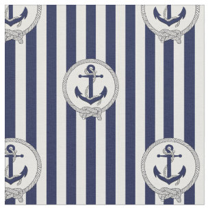 Blauer Navy-Anker/blauer und weißer Streifen 2 Stoff
