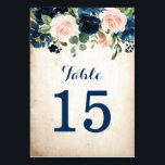 Blauer Navy Blush Rose Rustikale Hochzeit Tischnummer<br><div class="desc">Die wunderschöne,  blumengeschmückte Hochzeitskarte aus rustikalem Tischnummer mit handgemalten Aquarell-Blumengrafiken / Rose in kräftigen Tönen von Marineblau und Rosa/Rosa und Pfirsich und charmanten handgeschriebenen Schriftart. Bitte kontaktieren Sie mich für Hilfe bei der Anpassung oder wenn Sie ein anderes Produkt mit diesem Design benötigen.</div>