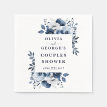 Blauer Navy Elegant Country Floral Couples Dusche